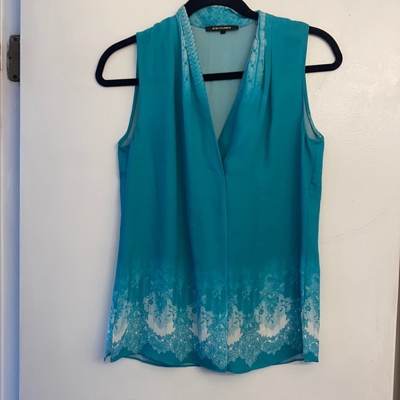 Kobi Halperin Nordstrom Teal Silk Sleeveless Tank - Picture 2 of 5